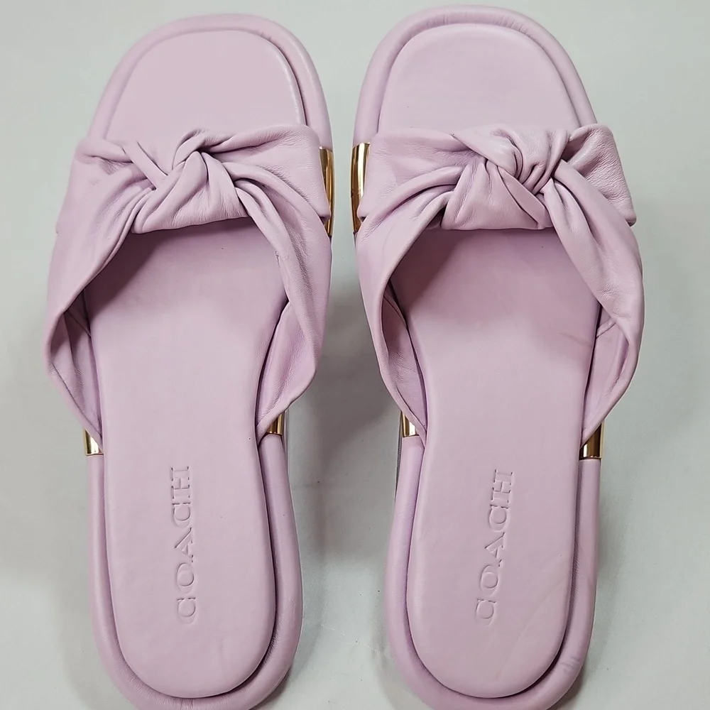 ⭐️COACH💯 BROOKLYN LEATHER SANDAL, VIOLET/LAVENDER COLOR, SIZE 9-B
